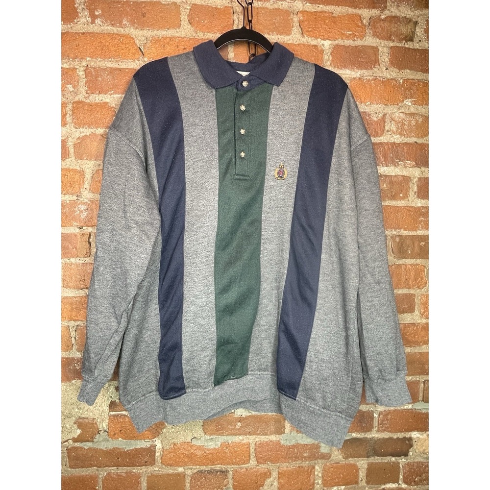 Vintage Bugle Boy Men's Rugby Sweatshirt XXL 90s‎ Color Block Polo